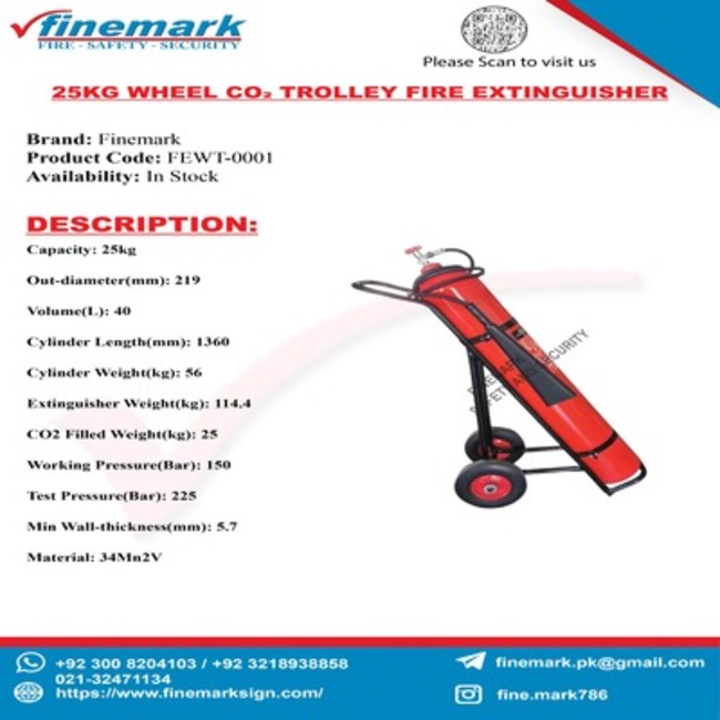 25kg  CO2 Fire Extinguisher Wheel Trolley 