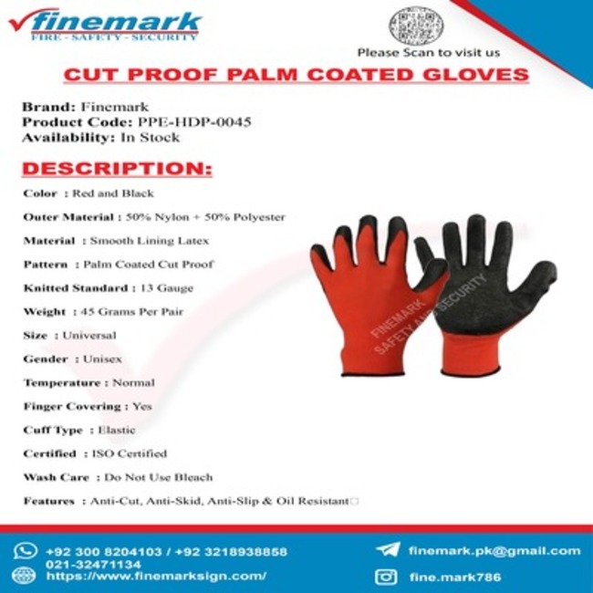 cut proof palm coated gloves