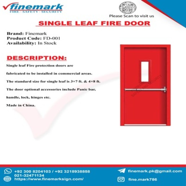 Single leaf fire door