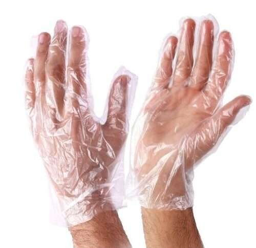 Image of Disposable High Density Polyethylene HDPE Clear Plastic Gloves for sale in Pakistan.