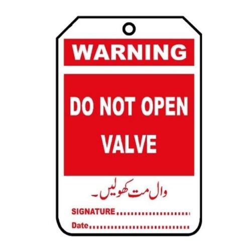 Image of NT-1120 Warning Do not Open Valve Tag for sale in Pakistan.