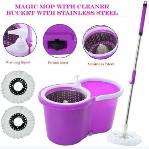 Image of M-016- Purple Spin Mop Bucket With Wheels for sale in Pakistan.