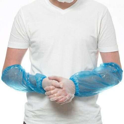 Image of Disposable PE Plastic Arm Sleeves Cover with Elastic Cuff for sale in Pakistan.